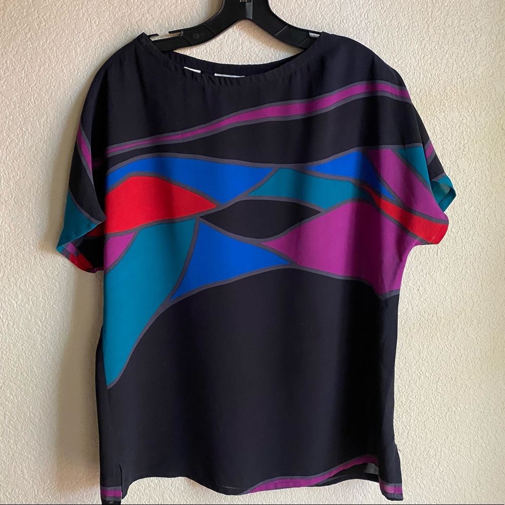 Vintage 1980’s color blocked loose fit blouse